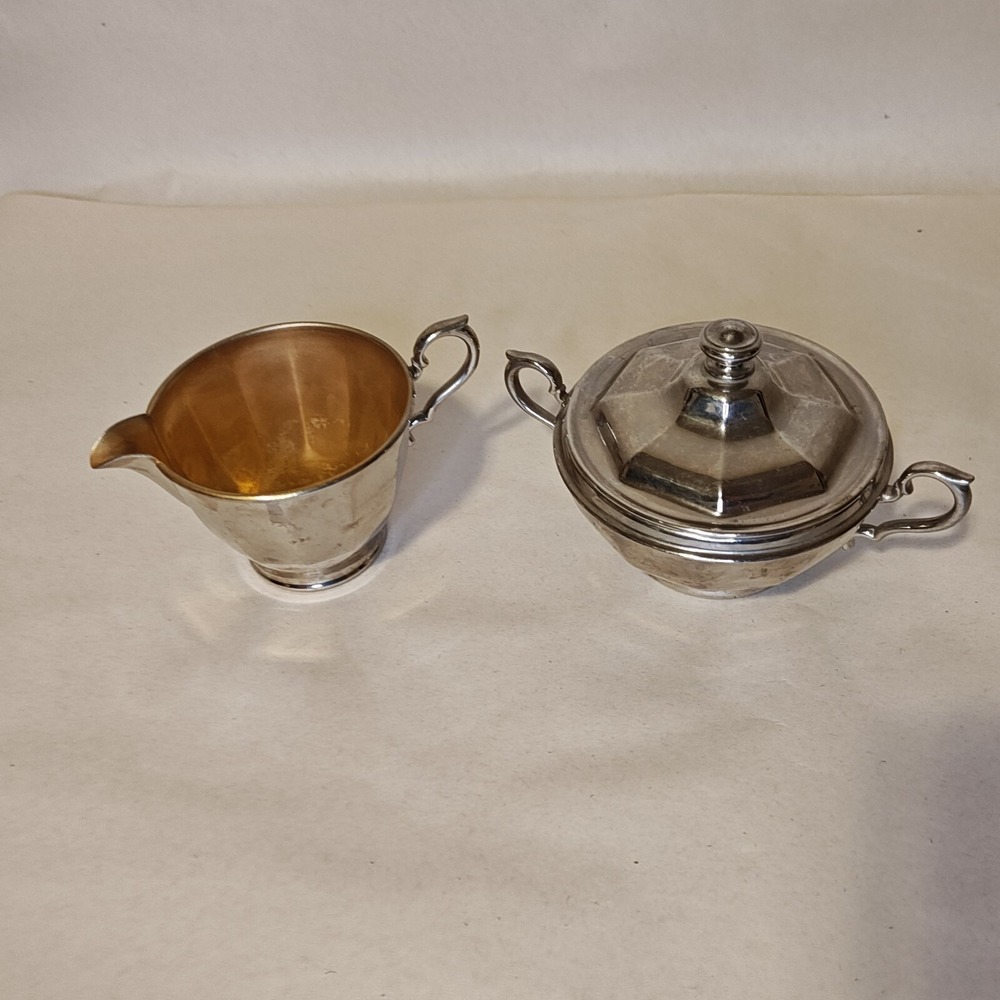 VTG MB Means Best Creamer & Lidded Sugar Bowl MCM 691 Manning Bowman Silver Pl - Picture 4 of 13